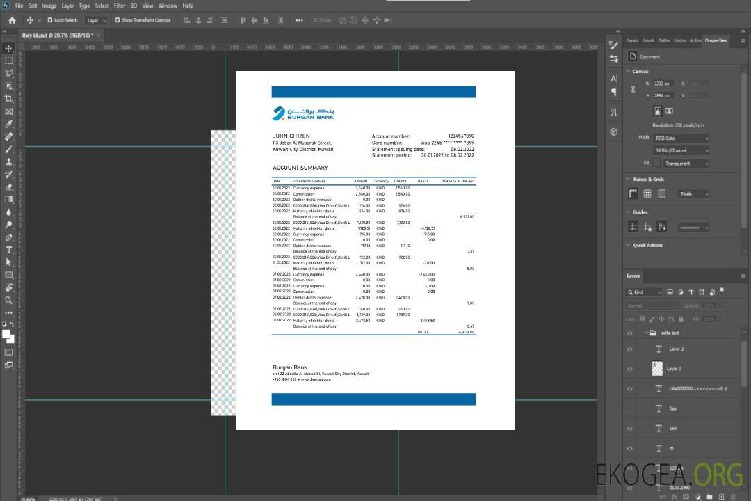 Relevé de la banque Burgan du Koweït xls template Relevé de la banque Burgan du Koweït xls template